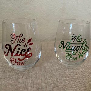 NEW - Hallmark Glass Stemless Wine Glasses (Set of 2) - NEW, never used.